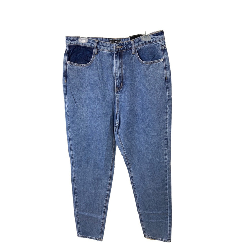 NWT Missguided Riot Mom Jeans Tall Shadow Pocket High Waist Size 10 Blue - Picture 2 of 9